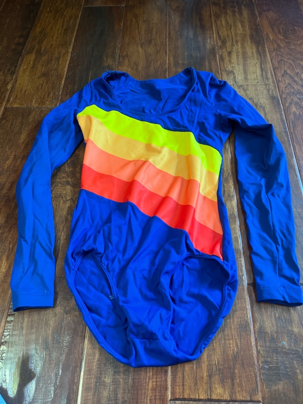 Vintage Elite Gym-Kin Neon Stripes Gymnastics Leotard. Size Adult Medium 8-10.